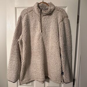 Cozy Half-Zip Sherpa Pullover Sweater - Cream